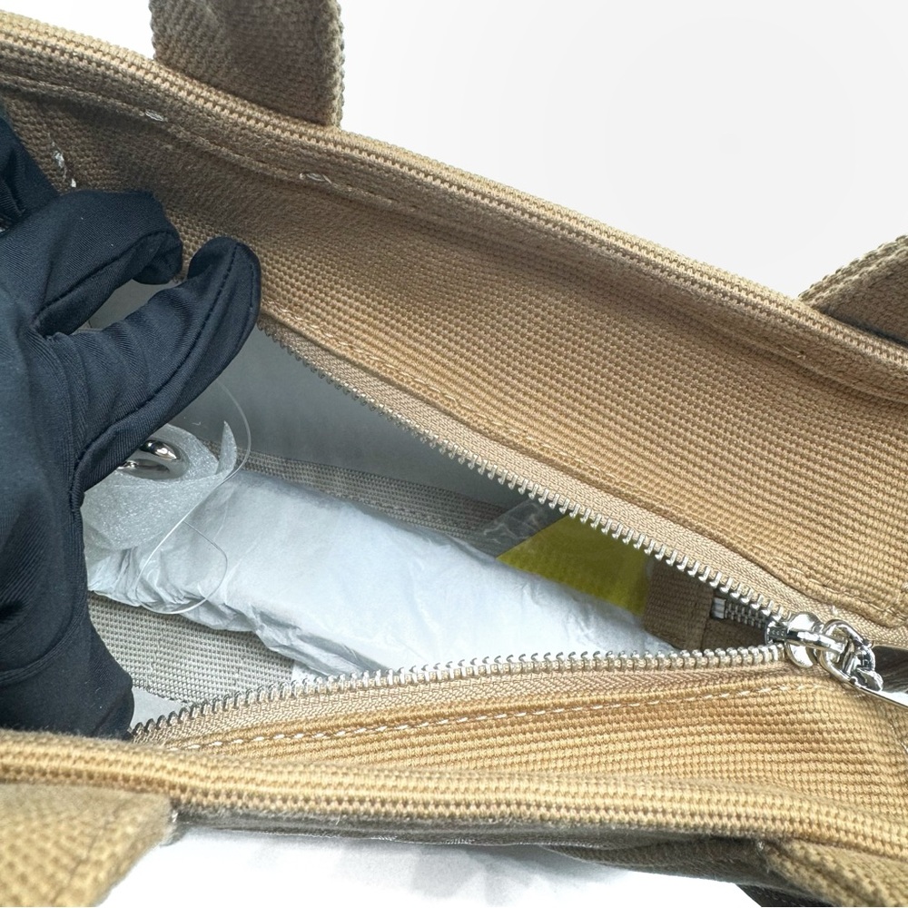 NEW Marc Jacobs Camel Beige Brown Neutral Tan Jacquard Small Top Handle Tote Bag - Picture 7 of 11